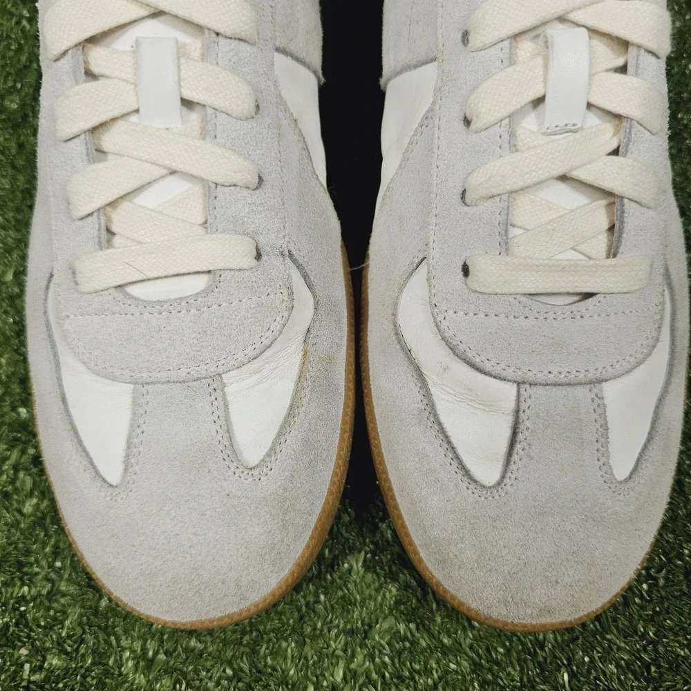Beckett Simonon Morgan White Leather Grey Suede Sneakers Gum Sole Mens 10.5